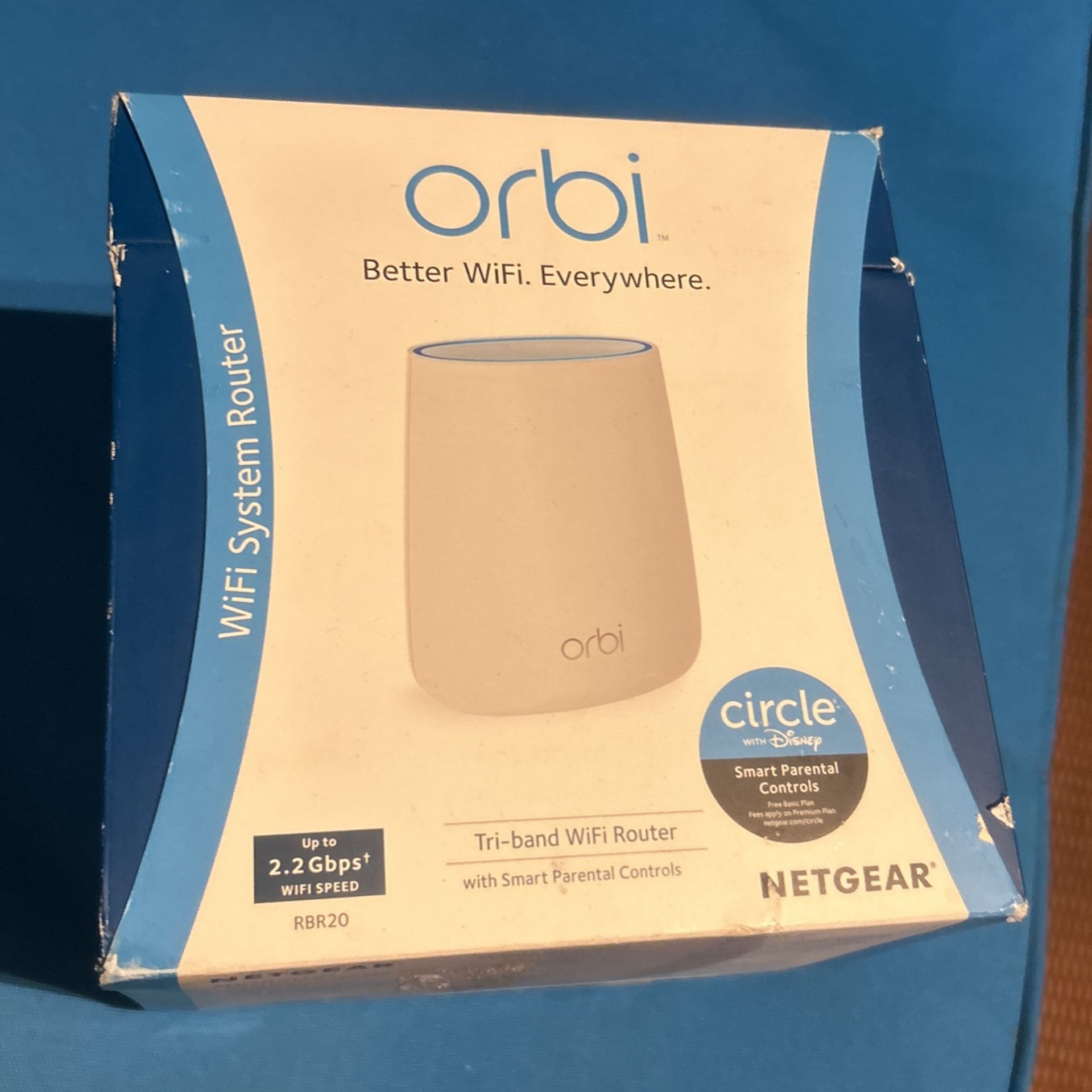 Netgear RBR20-100NAS AC2200 Orbi Tri-Band Mesh Wifi Router