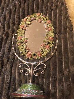 Mirror -small stand up mirror heavy 12” tall by 8” wide
