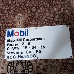 Vintage - 12" x 24" - Mobil Oilfield Lease Porcelain - Sign  - Serious Callers 