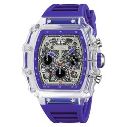 Activa X Invicta Men’s Watch 44.3mm Skeleton Dial Purple Band ACW2305-010 New!!