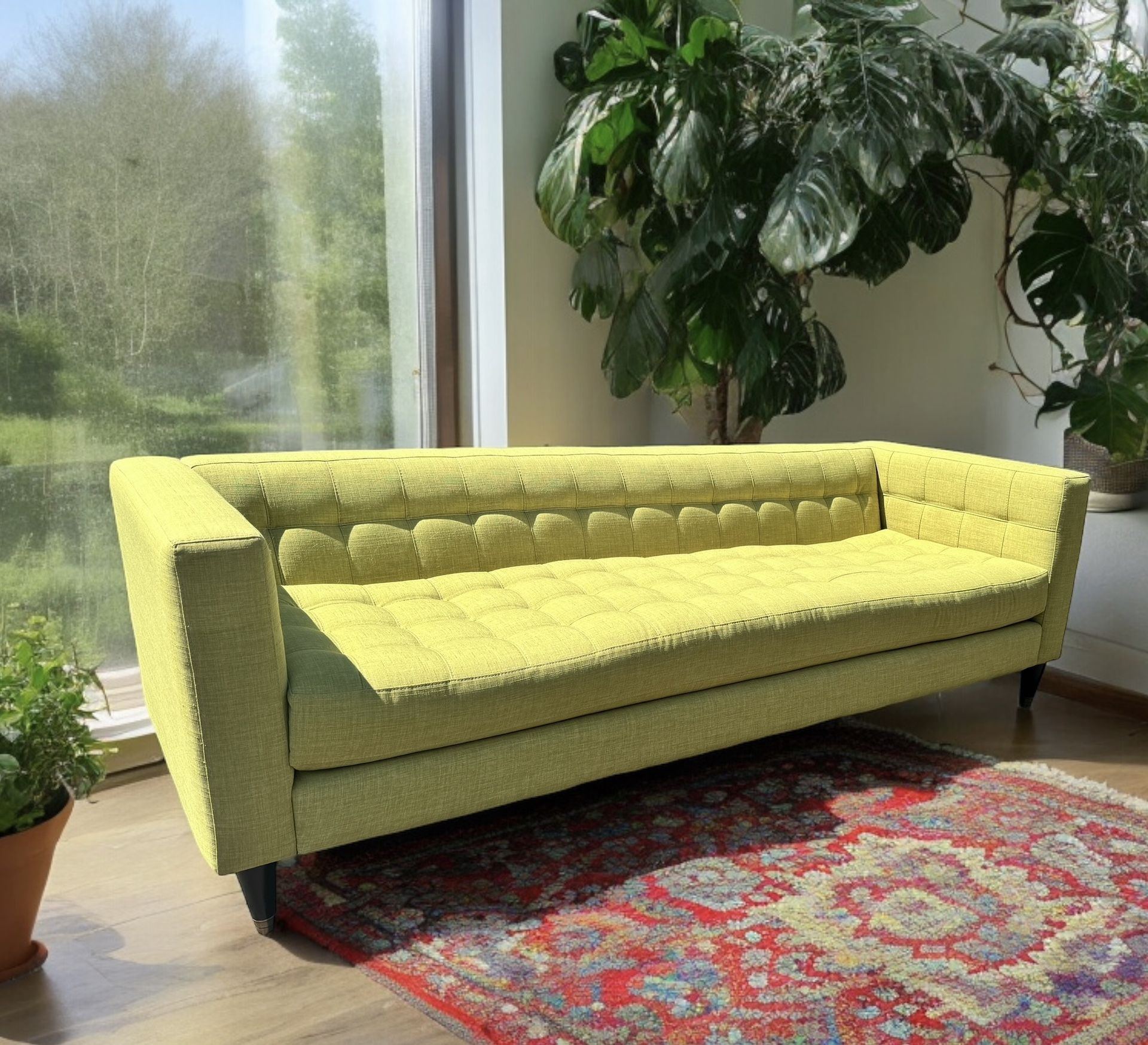 Living Spaces Lime Green Sofa Couch