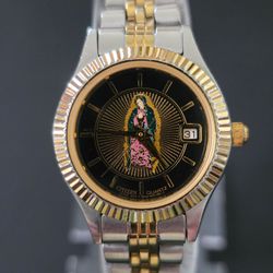 Citizen Virgin Mary Guadalupe Fluted Bezel Date 25mmWatch Jubilee Bracelet Works