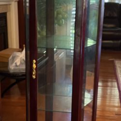 Two Matching Cherry Wood Glass Display Cabinets 