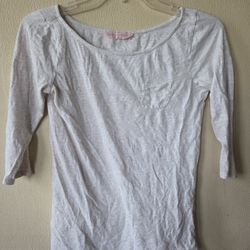 Ann Taylor LOFT  XS White 3/4 Sleeve Pocket Tee — Classic & Lightweight