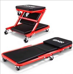 36 Inch 2 In 1 Rolling Folding Creeper Seat Mechanic Stool