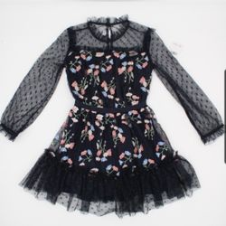 BCBG Girls Floral Embroidered Dress – Size 4 – Black – NWT