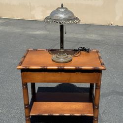 Bamboo Design Table With Lamp