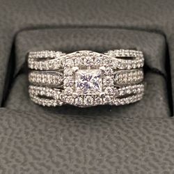 Leo Bridal Diamond Engagement Ring With Tolkowsky Enhancer White Gold TCW 1.47
