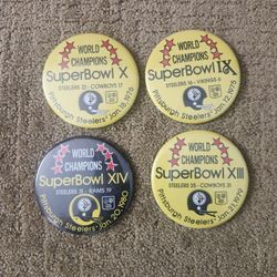Steelers Super Bowl Champion ( All 4) Button Sets 1970s Original Vintage