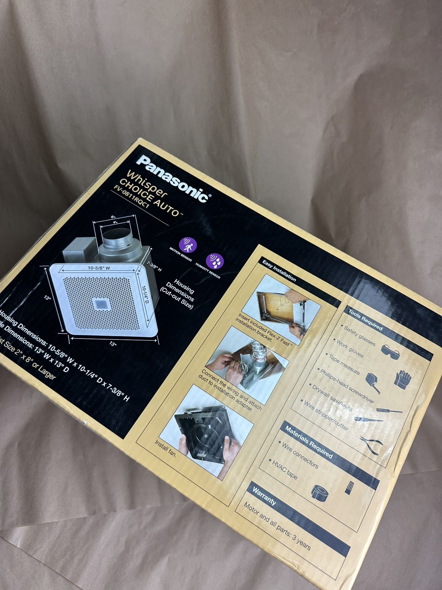 Panasonic Whisper Choice Auto fan with Motion/Humidity Sense Flex-Z Fast Bracket