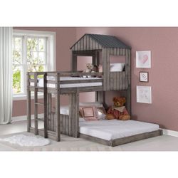 Bunk Bed Antique Gray Full Over Twin
