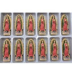 Mini 3" Virgen De Guadalupe, Our Lady of Guadalupe Figurine Statue  12 Pcs Set