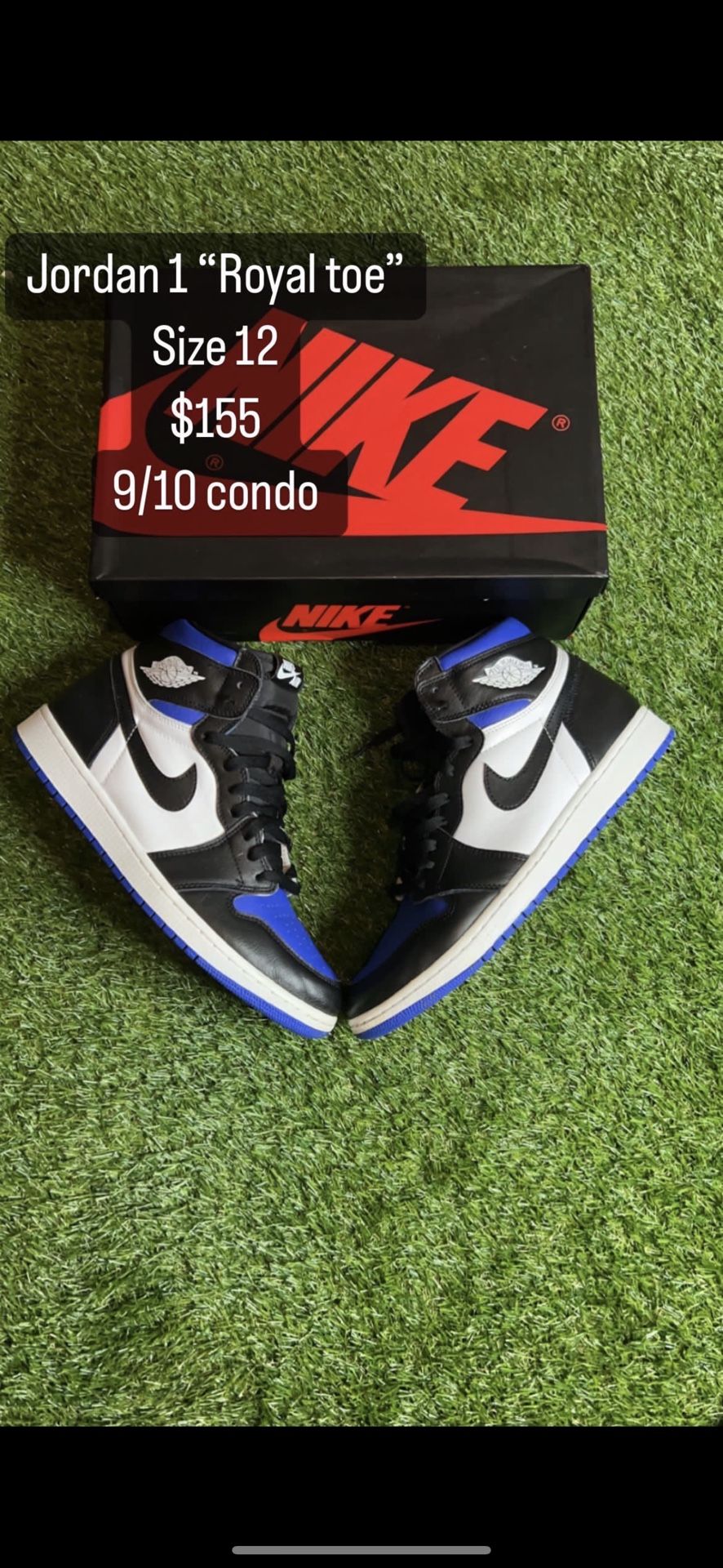 Jordan 1 Royal Toe, Size 12