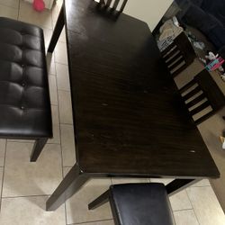 Dining Table Brown With Bench