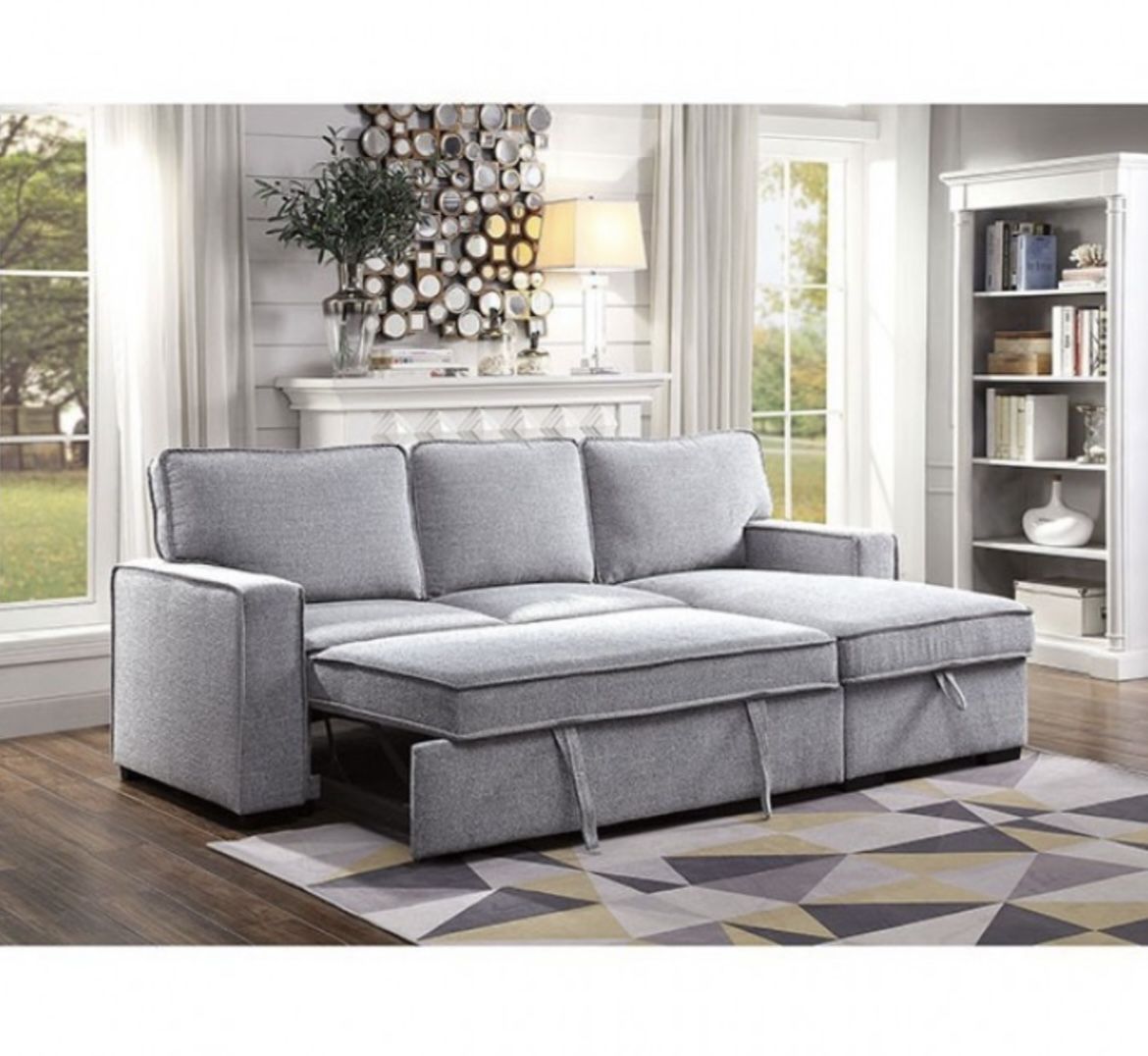 Gray Sectional Sofa With Pullout