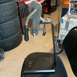 Vintage Brass Bartop Wine Bottle Opener Cork Puller w/ Stand