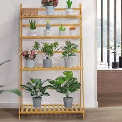 PLANT STAND 4 TIERS BAMBOO FOR INDOOR OR OUTDOOR WATERPROOF 👉39.00👈💥ON SALE 💥