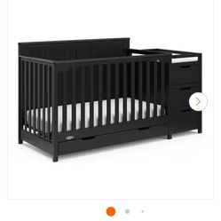 Hadley Black 4-in-1 Convertible Crib and Changer with Drawer