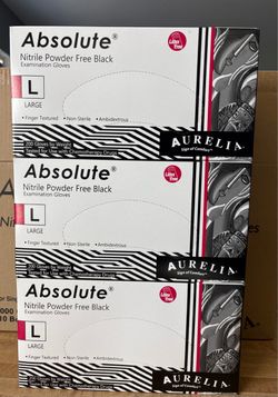 200 count, Black Nitrile Gloves - Large