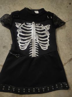 Gothic Skeleton Print Mini Dress
