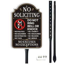 No Soliciting Do Not Ring Bell Or Knock Sign with 34.6" Stake