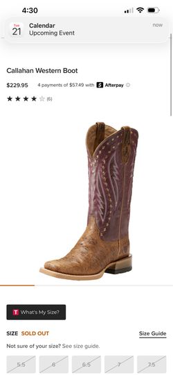 Ariat Boots Woman’s 6.5 Like New   Worn only a couple times .. too small.