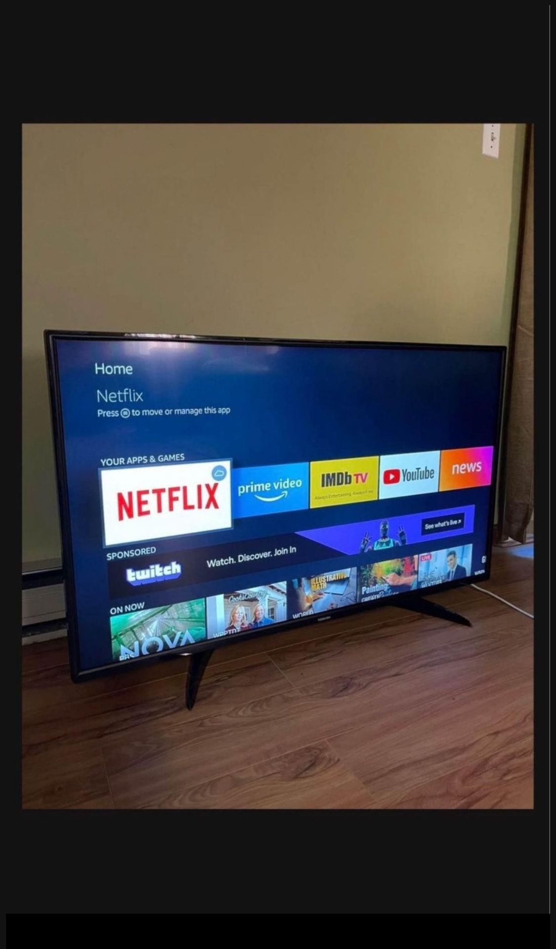 43” Toshiba smart TV LED HD 4k Ultra 2160hp in excellent condition working 