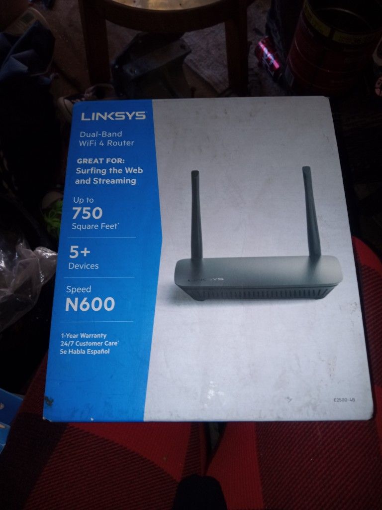 BRAND NEW IN BOX LINKSYS WIFI ROUTER 750 SQUARE FEET 5+DEVICES N600 SPEED