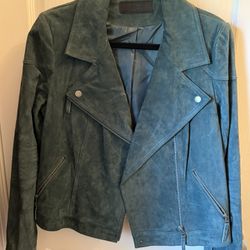 Green Suede Moto Jacket 