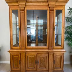 FREE!!!!!! Wood Dining Hutch w/ Lights!
