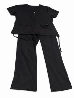 Black Medical Scrubs Set Top and Pants