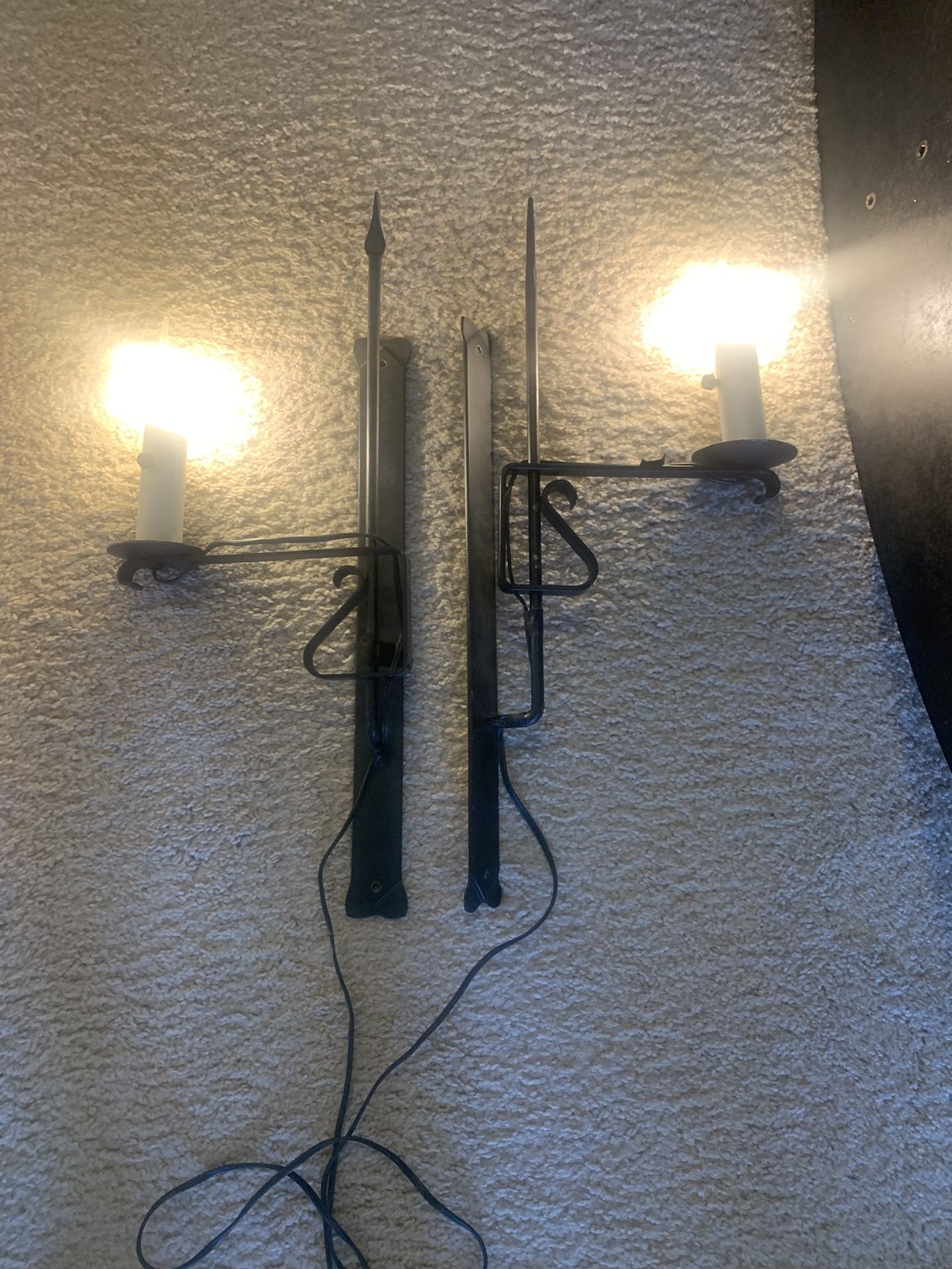 Antique Iron Wrought Wall Sconces (2)