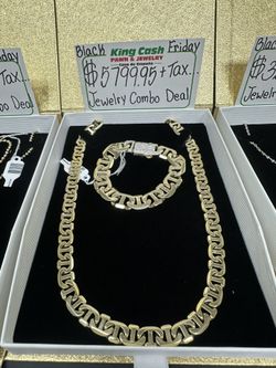 10K Combo Bracelet And Chain Set 