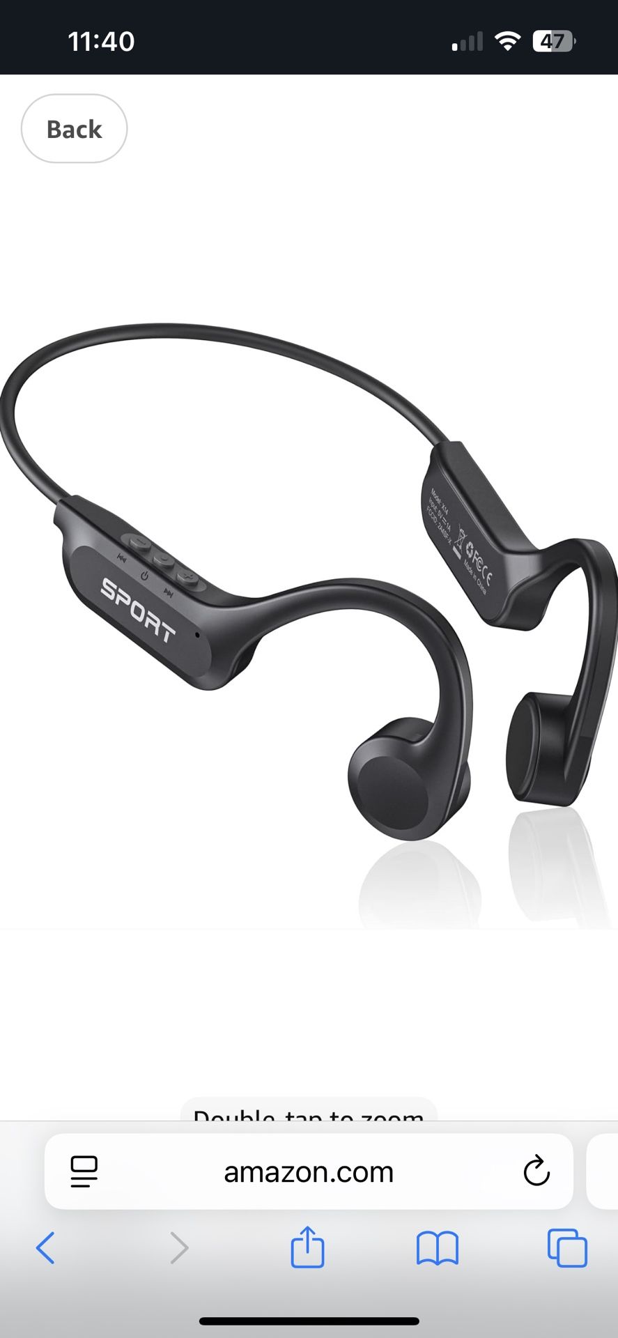 CXK Bone Conduction Headphones Bluetooth 5.4 Open Ear Headphones with Mic, Premium Loud Sound 10Hrs Playtime Bluetooth Headphones, IPX6 Waterproof Spo
