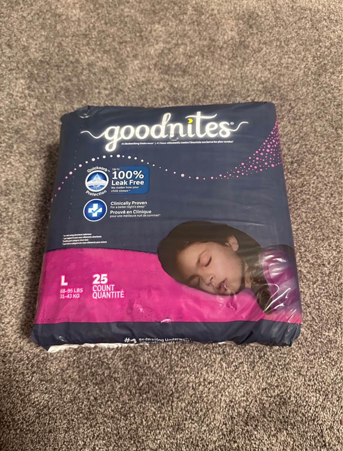 Goodnites Overnight Girl Diapers, Size Large