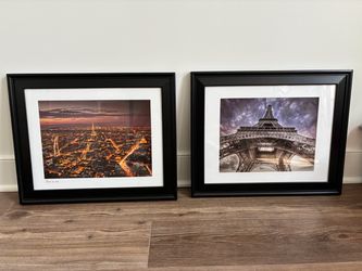 Set of 2 Framed Paris Eiffel Tower Prints - Picture Frames
