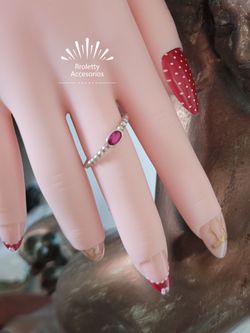 Sterling Silver 925 Ring with a beautiful Red Zircon stone.