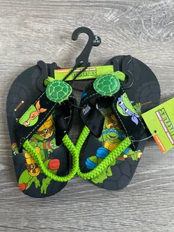 NWT Teenage Mutant Ninja Turtles Toddler Boys Beach casual pool  Flip Flop Small