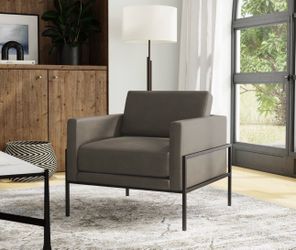 Contemporary Gray Accent Chair | Metal Frame | Excellent Condition