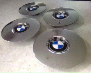 4 BMW CHROME OEM WHEEL HUBCAP POP IN CENTER with EMBLEM (1 178 728) part #1914 (will text clear photos)