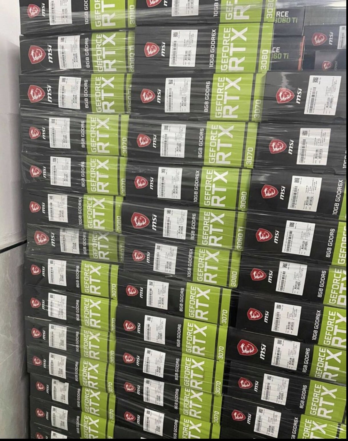 Brand New stock of Nvidia RTX 3060,,3080 and 3090 cards, selling for 750 plus shipping fees and $450 for the 3080 and for the 3060 $350 plus shipping 