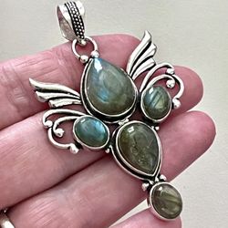 Flash Labradorite Gemstone 2.4” Pendant