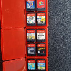 Nintendo Switch 16-Game Lot + 4 Mini Red Travel Case Holders