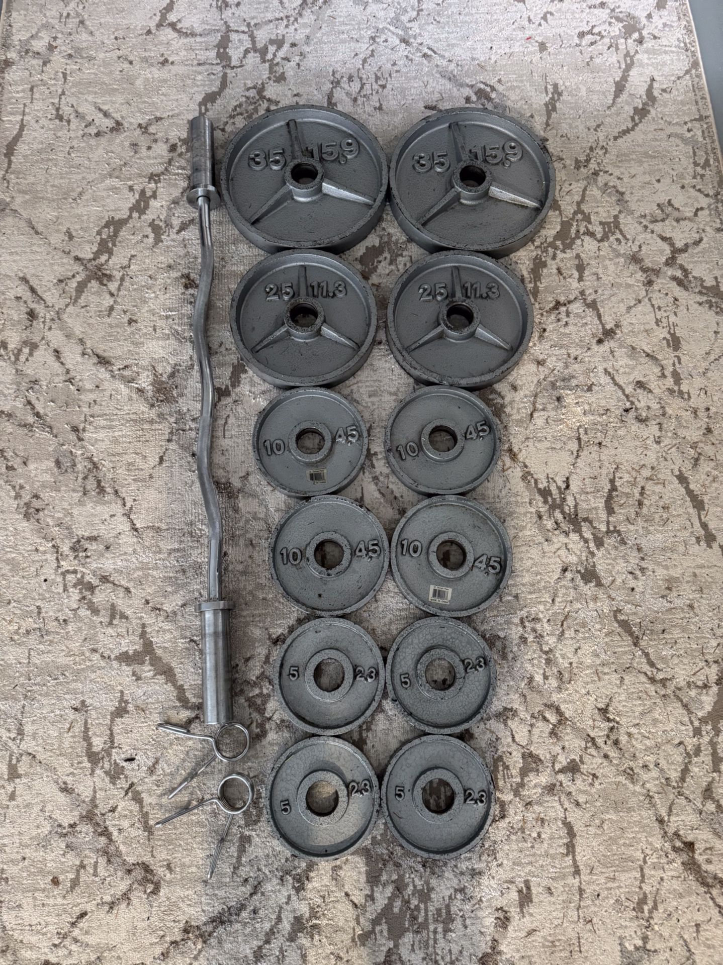 Steel Weights Plates With Curl Bar