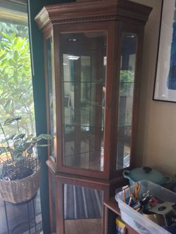 Curio Cabinet with mirrors and light.