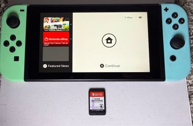 USED- Nintendo Switch NO DOCK & CHARGER (Animal Crossing Edition) W / Super Smash Bros