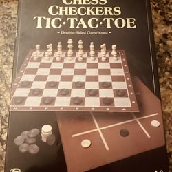 Chess checkers tick tac toe wood