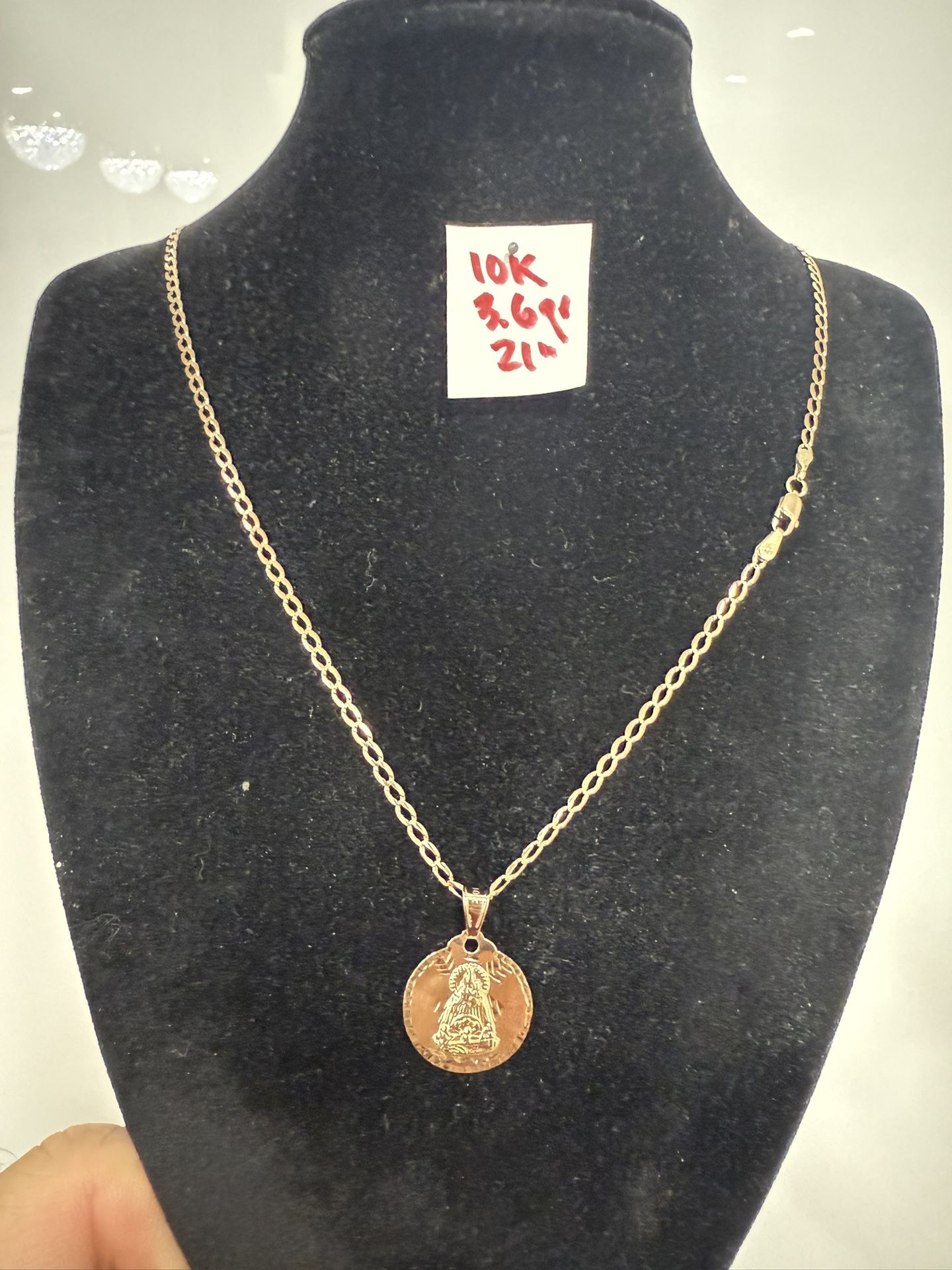 10K Solid Gold Chain and Pendant For Wedding 3.6Gr 21 Inches Long 