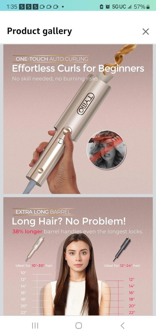 Upgraded Automatic Rotating Curling Iron - TYMO CurlPro Plus Long Barrel Curling Wand for Long Hair, Ceramic Hair Curler for Women, Anti-Scald, Tangle