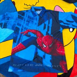spider-man 2 button up shirt youth size 12/14